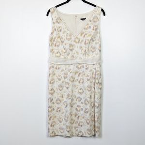 Ann Taylor V-Neck Linen Blend Sheath Dress Size 6